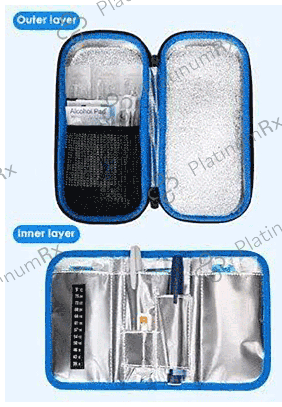 CareVego Insulin Pen Travel Safe Cooler Ice Bag Hard Eva Case with 3 Reusable Ice Pack Blue 3 units