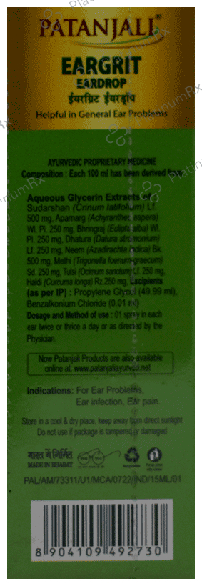Patanjali Eargrit Ear Drop