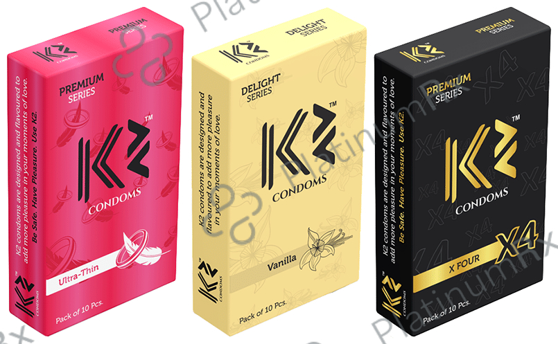 K2 Dotted Delight Series and Premium Series Condom Vanilla, X4,Ultra Thin 10 Pcs each