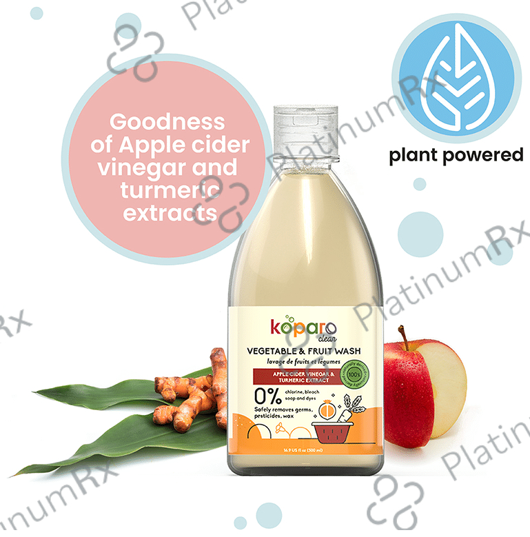 Koparo Vegetable & Fruit Wash (500ml Each) Apple Cider Vinegar and Turmeric Extract 3 bottles