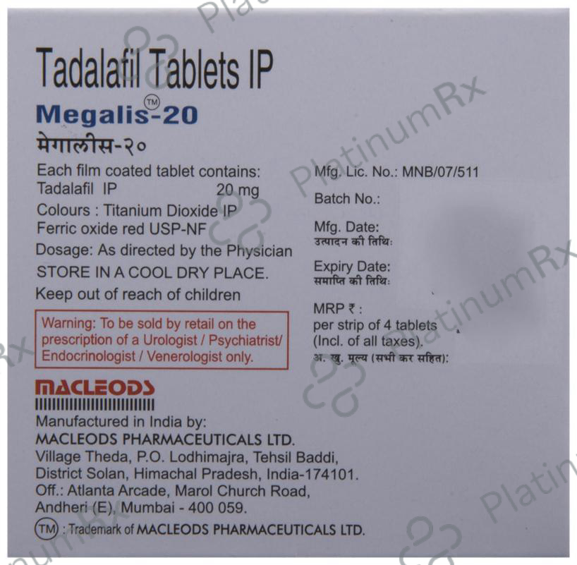 Megalis 20mg Tablet 4s