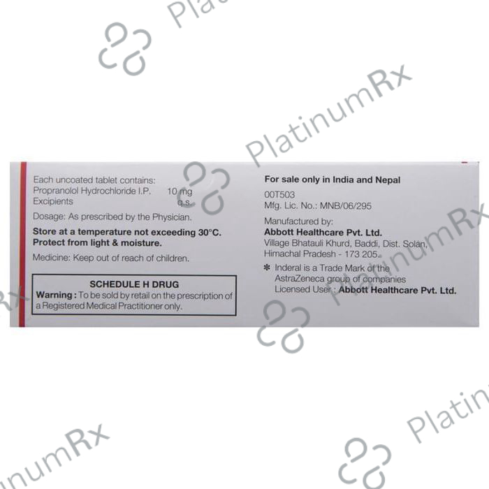 Inderal 10mg Tablet 15s