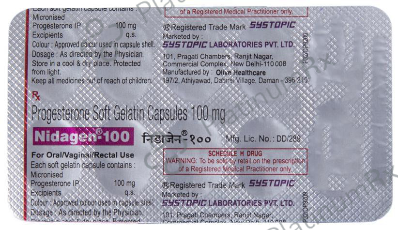Nidagen 100mg Capsule 10s
