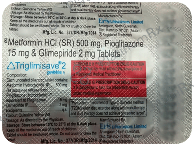Triglimisave 2/500/15mg Tablet SR 15s