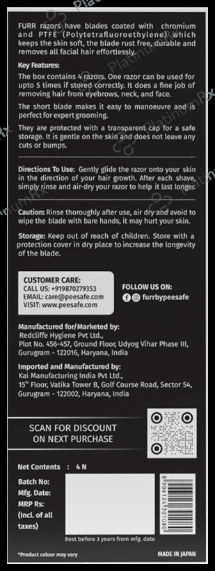Pee Safe Furr by Pee Safe Advanced Nano Coated Face Razor 1 Unit
