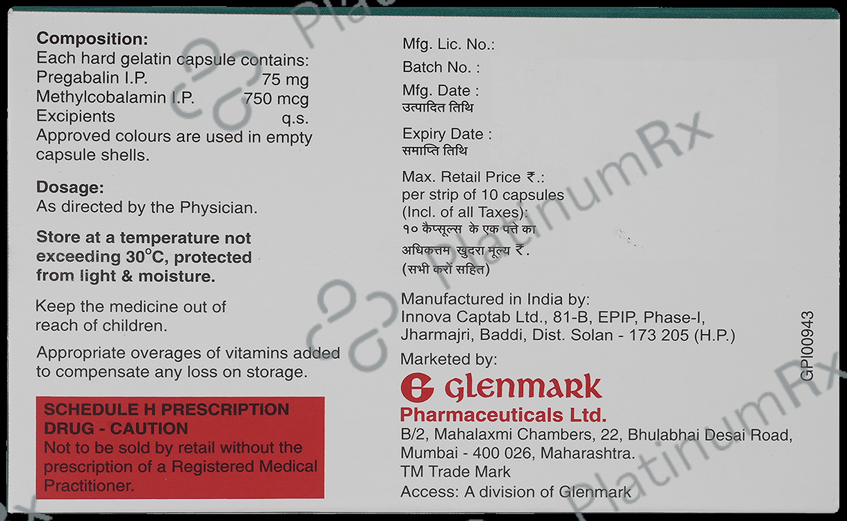 Pregabactin M 750mcg/75mg Capsule