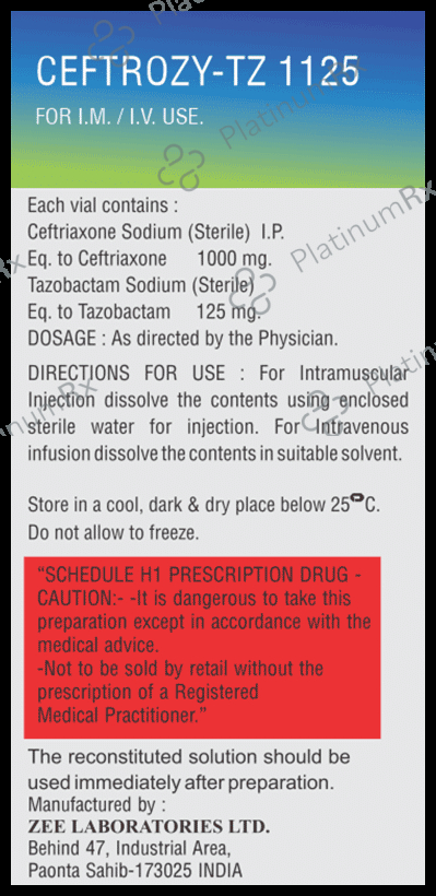 Ceftrozy-TZ 1125 Injection