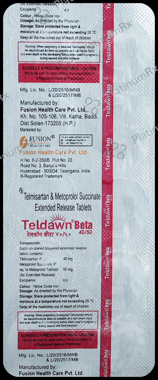 Teldawn Beta 40/50mg Tablet 10s