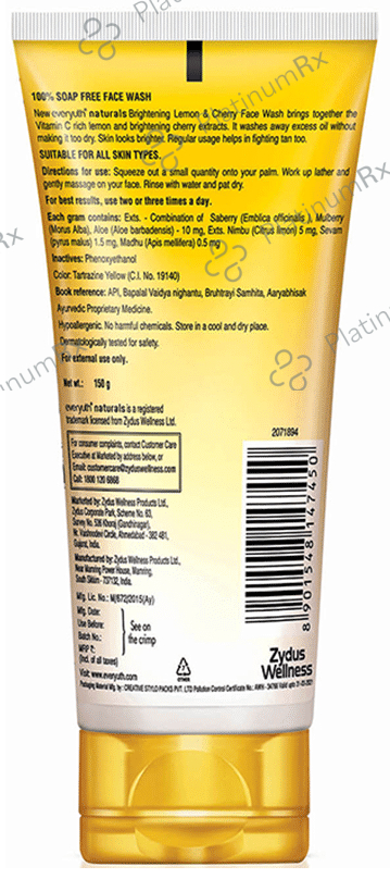 Everyuth Naturals Brightening Lemon & Cherry Face Wash 150 gm