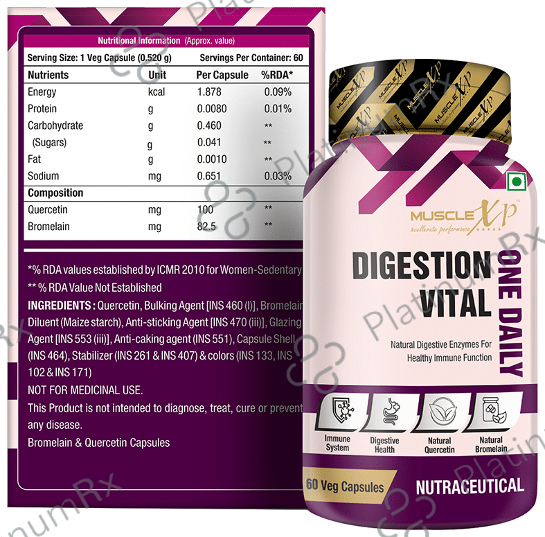 MuscleXP Digestion Vital One Daily Veg Capsule (60 Each) 1 Bottle