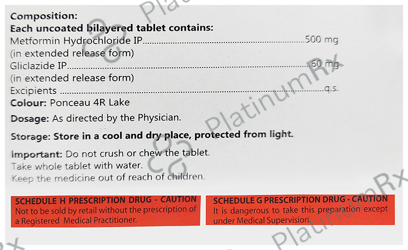 Glizid M XR 60/500mg Tablet 10s