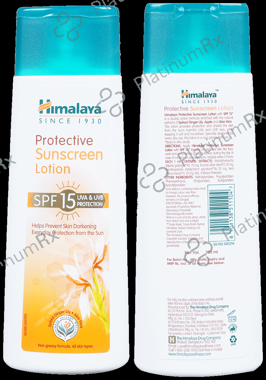 Himalaya Protective Sunscreen Lotion SPF 15 - Provides UVA/UVB Protection 100 ml