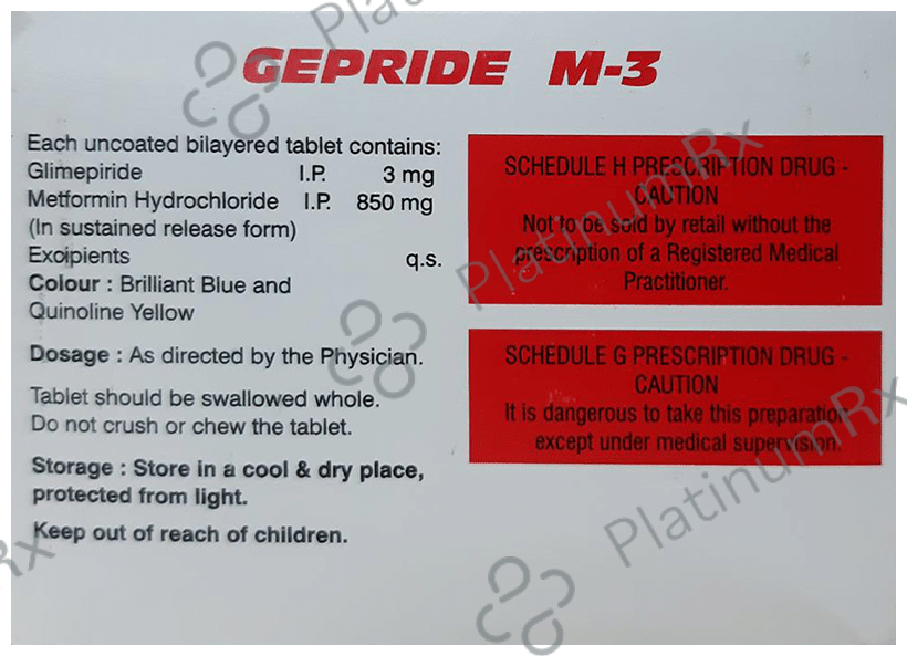Gepride M 3/850mg Tablet PR 10s