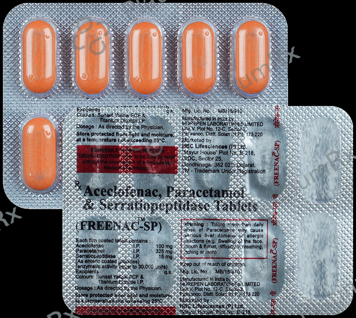 Freenac SP 100/325/15mg Tablet 10s