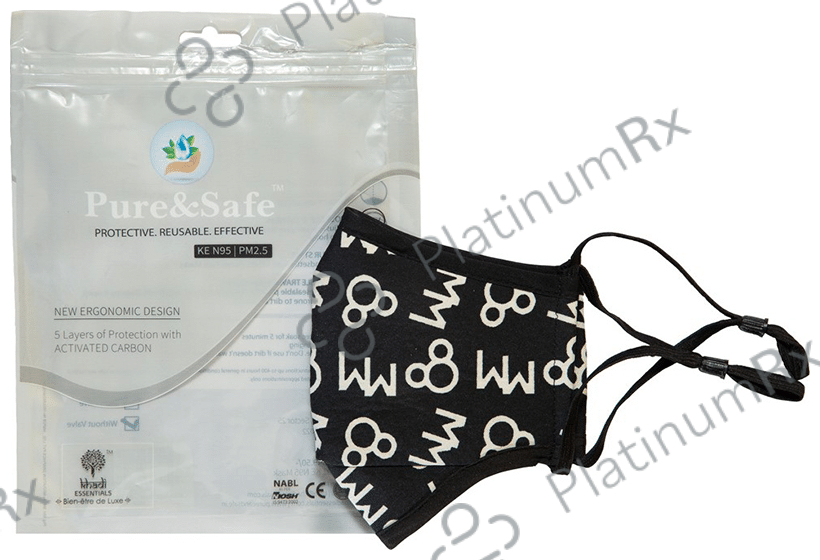 Pure & Safe White Floral Designer & Black Digital Designer Designer N 95 Face Mask - 5 Layered Reusable Anti Pollution Mask with Activated Carbon Filter