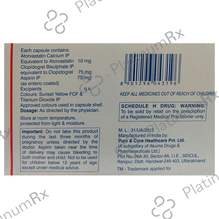 Storva Gold 10/75/75mg Capsule 10s