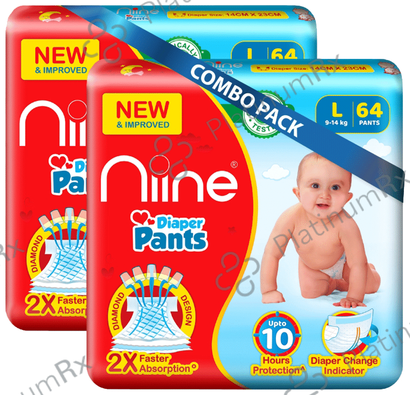 Niine Baby Diaper Pants 2X Faster Absorption(64 Each) Large