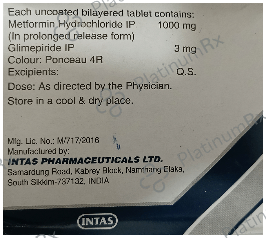 Zoryl M 3 Forte 3/1000mg Tablet PR 15s