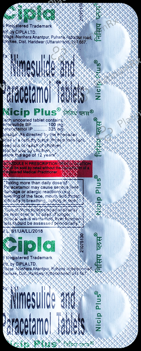 Nicip Plus 100/325mg Tablet 10s