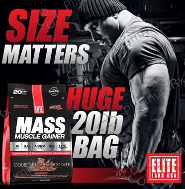 Elite Labs USA Mass Muscle Gainer Double Rich Chocolate 20 Powder
