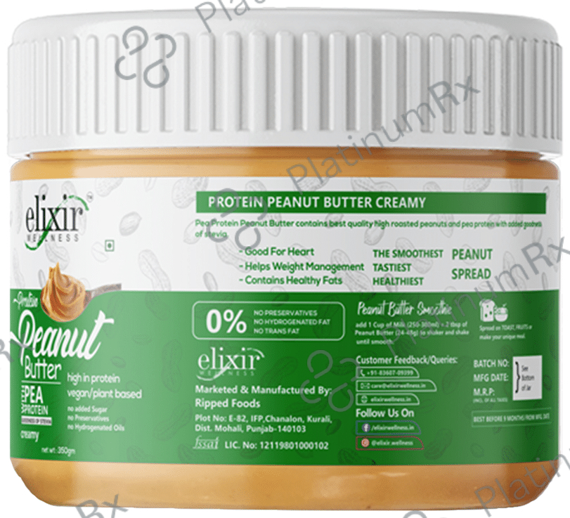 Elixir Wellness Vegan Protein Peanut Butter Creamy 350 gm