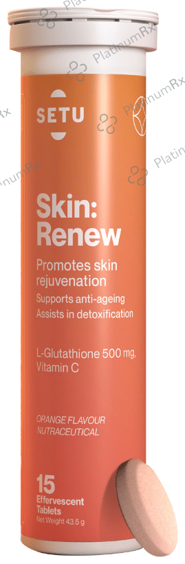 Setu Skin: Renew Fizz Glutathione & Vitamin C Tablets (15 Each) Orange 1 Bottle