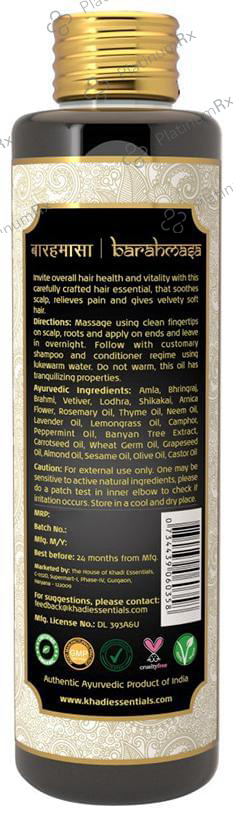 Khadi Essentials Barahmasa Hair Oil 200 ml