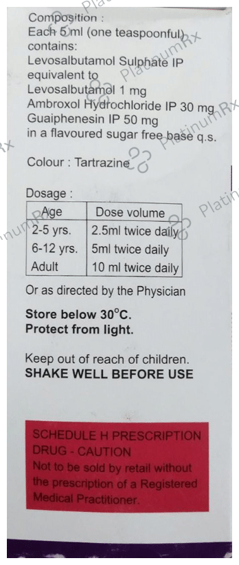 Ventryl LS 1/15/50mg Sugar Free Syrup 100ml