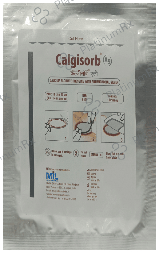 Calgisorb Ag Calcium Alginate Dressing with Antimicrobial Silver 10cm x 10cm 1 Unit