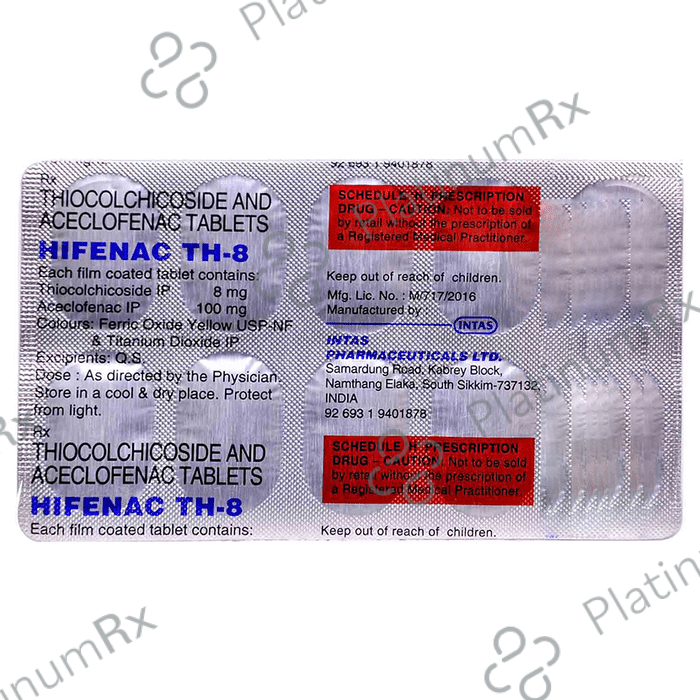 Hifenac TH8 100/8mg Tablet 10s