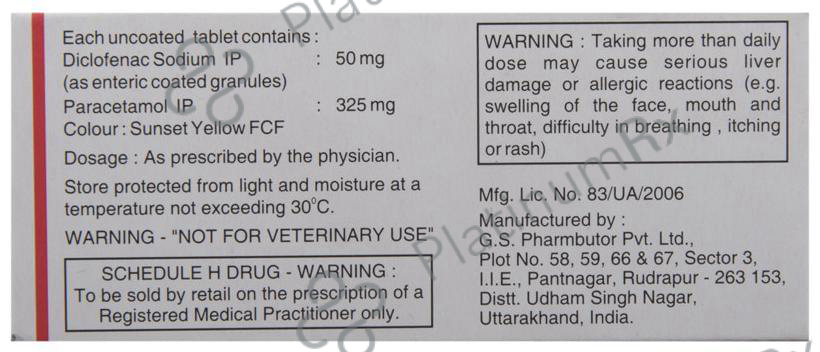 Diclomol 50/325mg Tablet 10s