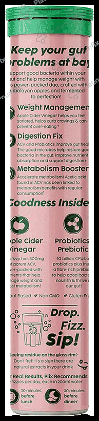 Plix Original Apple Cider Vinegar with the Mother Effervescent Tablet (15 Each) Apple Burst 4 bottles