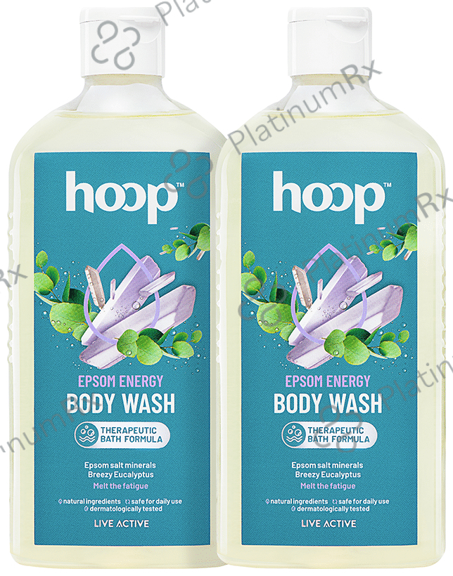 Hoop Epsom Body Wash - Morning Energy, Hand & Feet Soak, Workout Recovery, Destress (300ml Each) 2 bottles