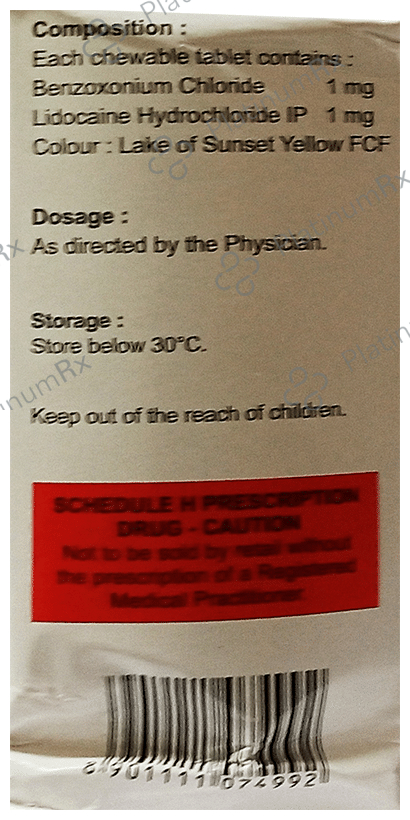 Lidocam 1/1mg Chewable Tablet 15s