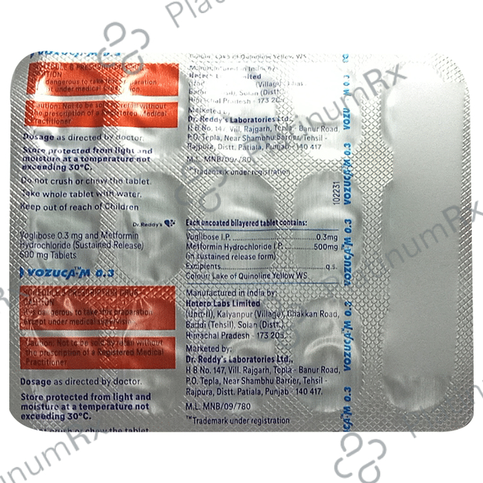 Vozuca M 0.3 500/0.3mg Tablet SR 15s