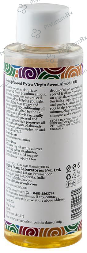Bipha Ayurveda Cold Pressed Extra Virgin Sweet Almond Oil