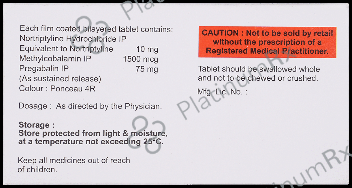 Gabafix NT 75mg/10mg/1500mcg Tablet