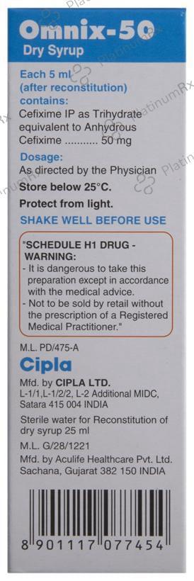 Omnix 50mg Dry Syrup 30ml