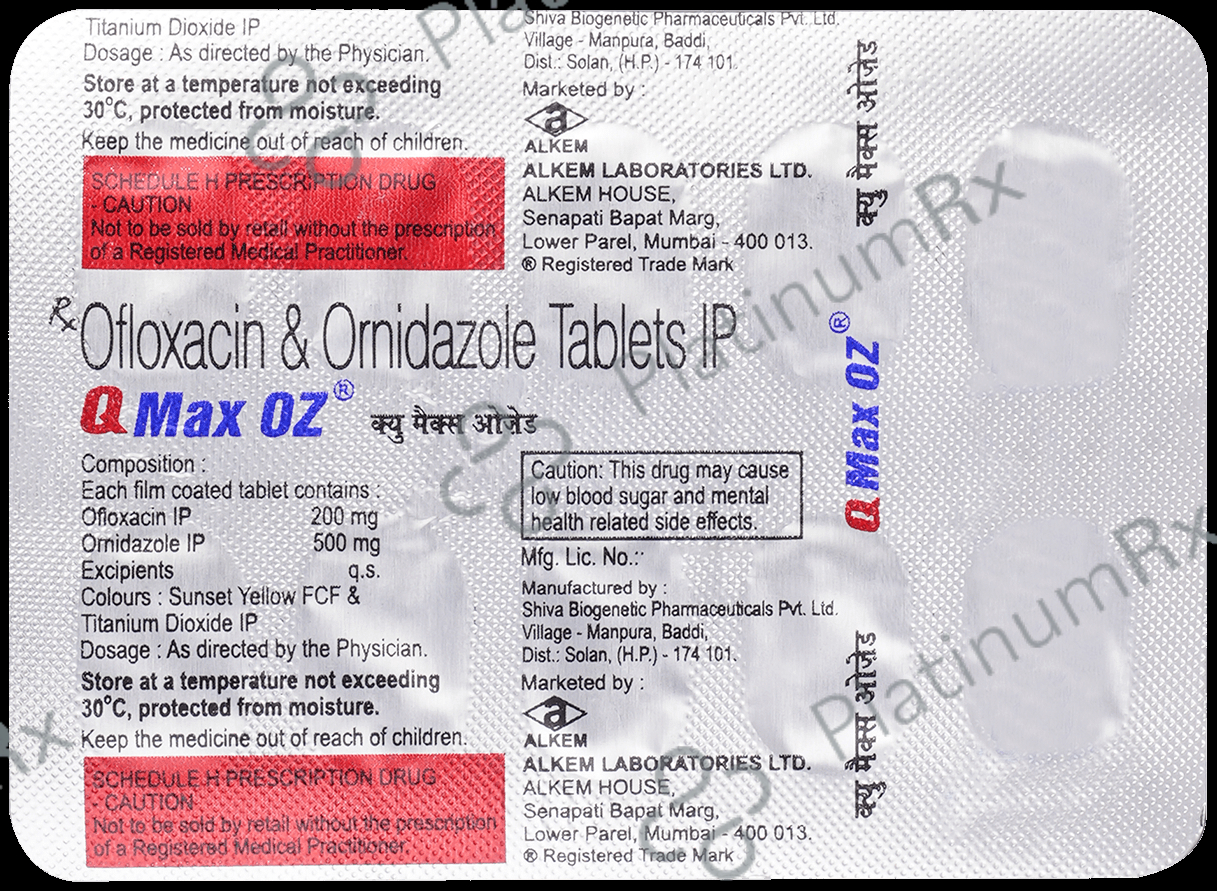 Qmax OZ 200 mg/500 mg Tablet