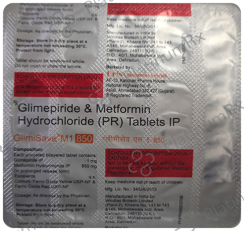Glimisave M 1/850mg Tablet PR 15s