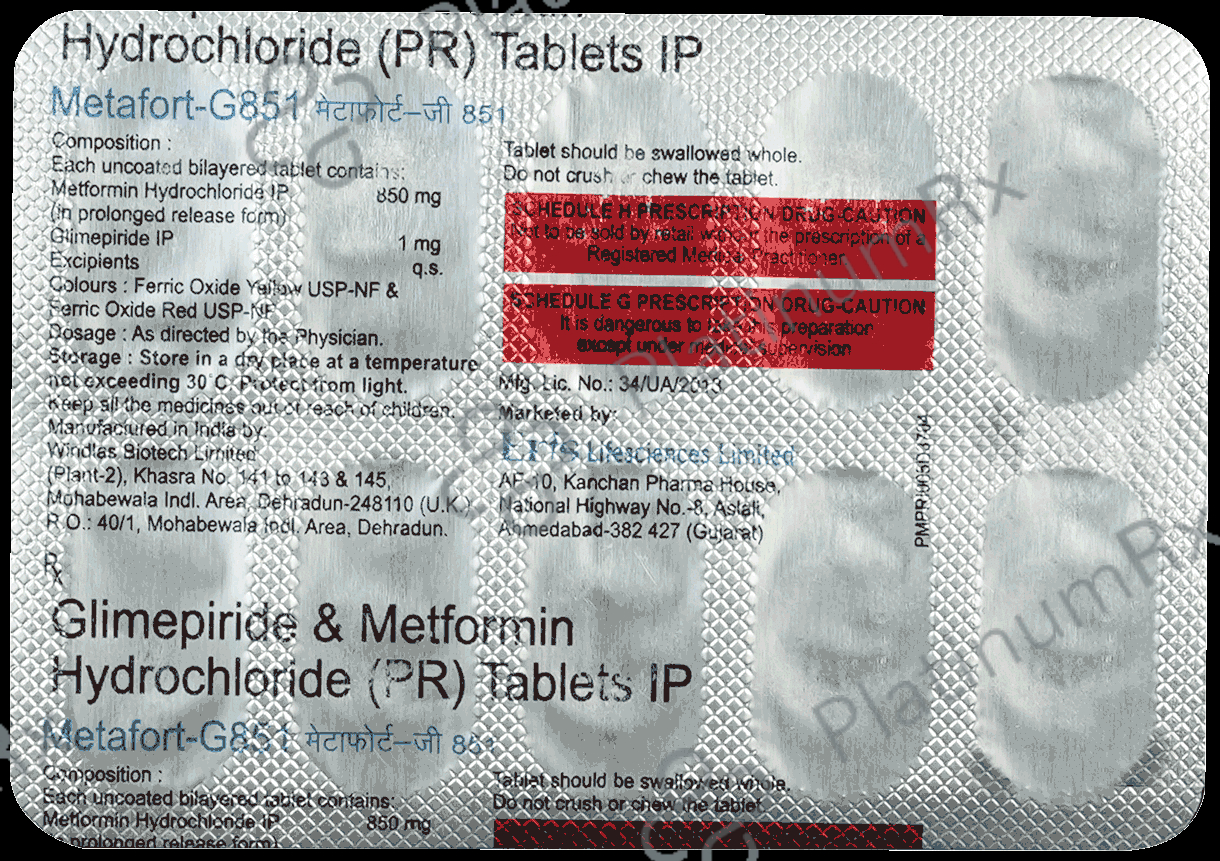 Metafort G 1/850mg Tablet PR 10s