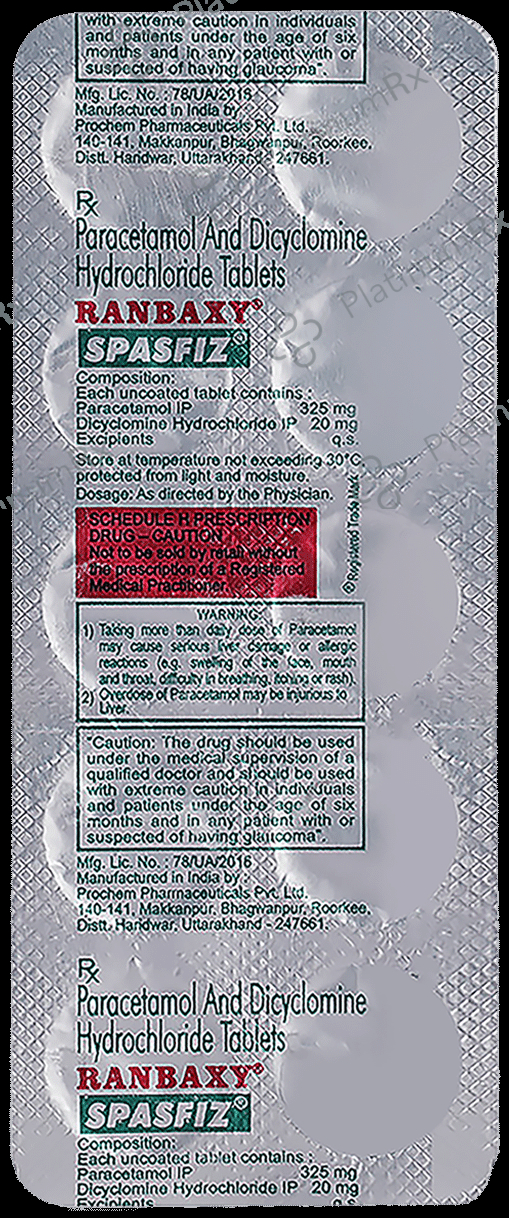 Spasfiz 20mg/325mg Tablet