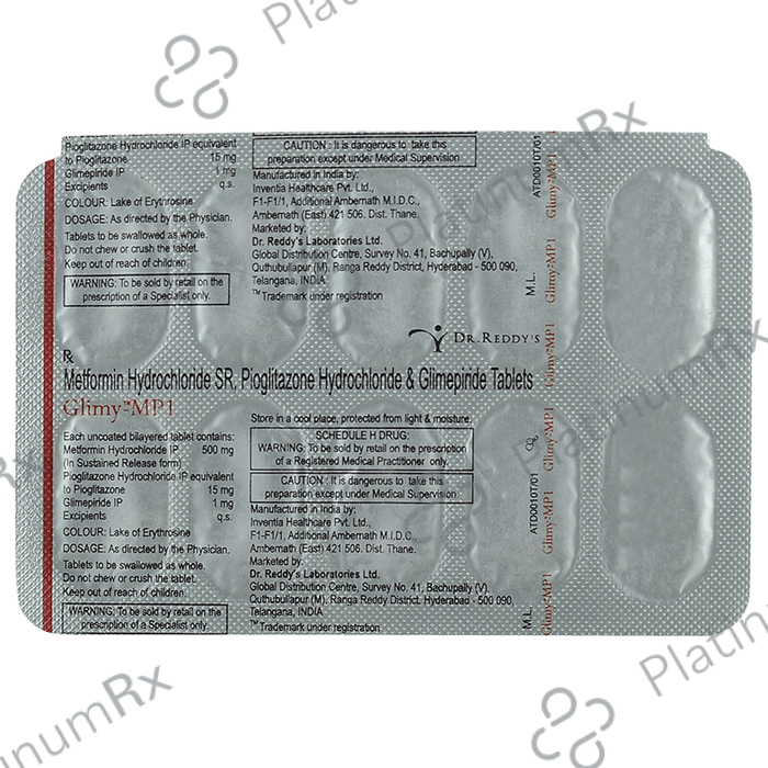 Glimy MP 1 1/500/15mg Tablet SR 10s