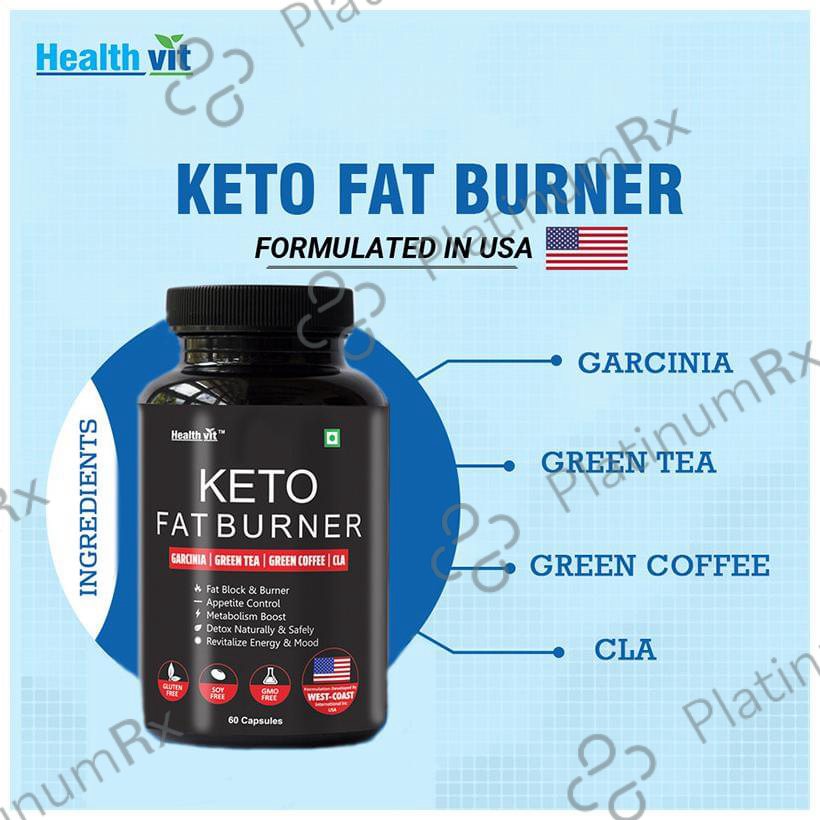 HealthVit Keto Fat Burner with Garcinia & Green Tea - For Appetite, Metabolism & Energy - Capsule