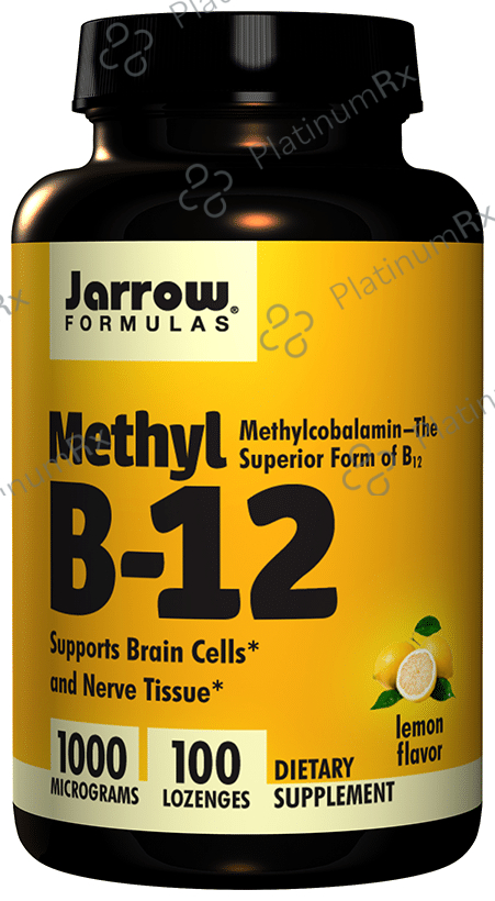 Jarrow Formulas Methyl B-12 1000mcg Lozenges - Supports Brain Cells and Nerve Tissue - Flavour Lemon