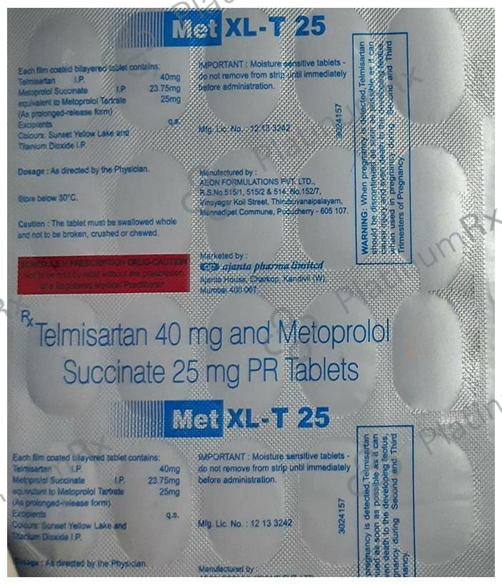 Met XL T 23.75/40mg Tablet 20s