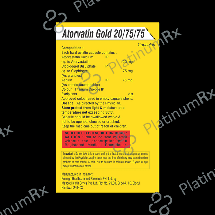 Atorvatin Gold 20/75/75 Capsule