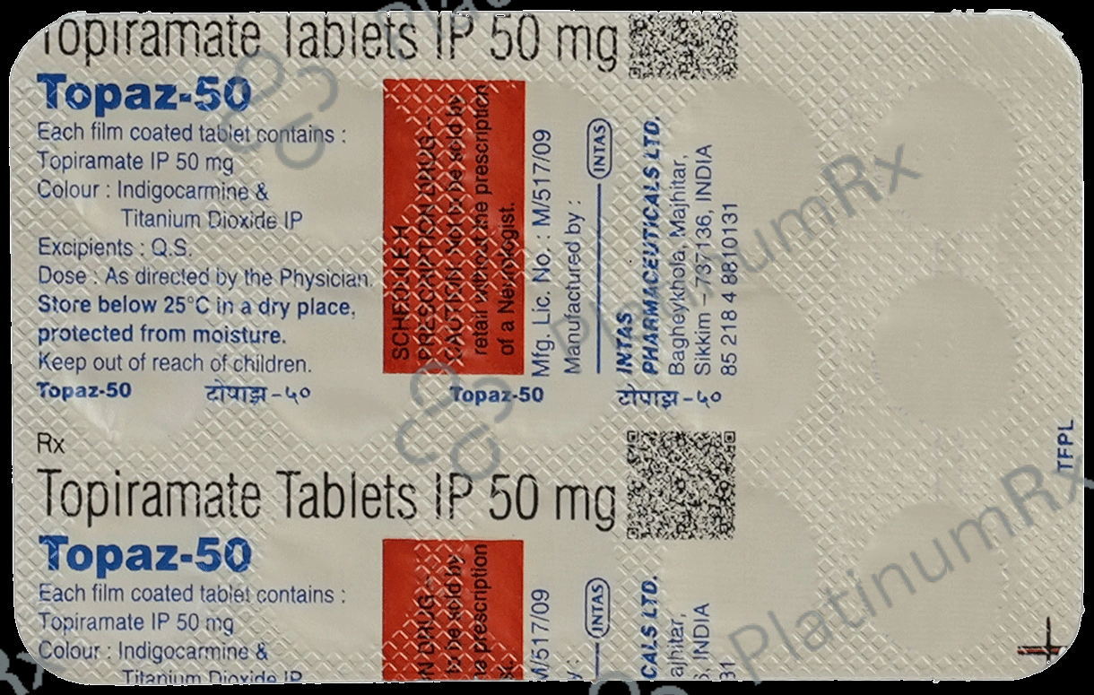Topaz 50mg Tablet 15s