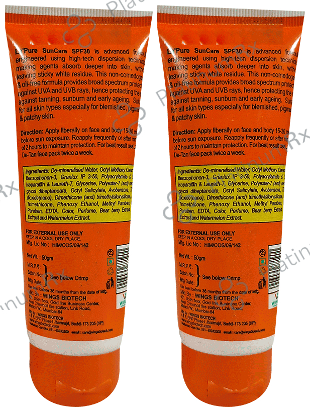 Wings Sun Care Lotion SPF 30 Pa+++ (50gm Each) Lotion Bearberry & Carrot Extract