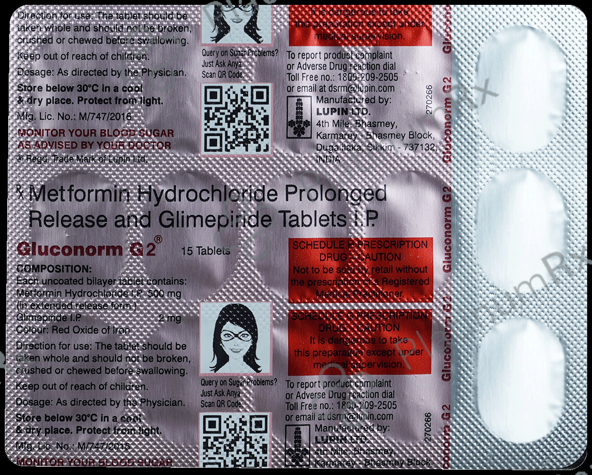 Gluconorm G2 2/500mg Tablet PR 15s